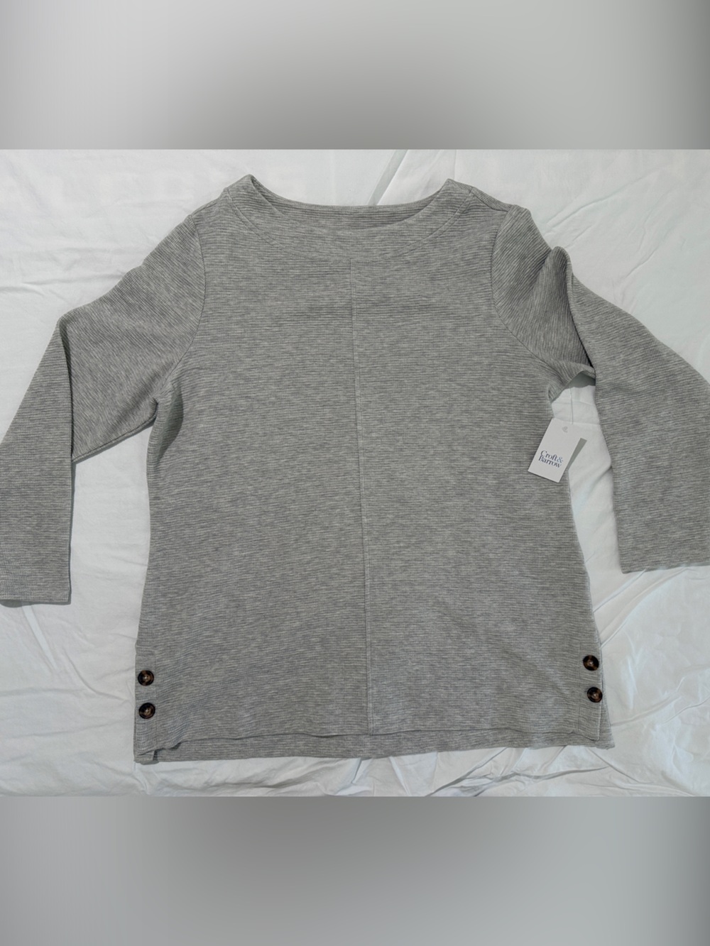 NWT- Croft & Barrow Grey Waffle Button-Hem Tunic